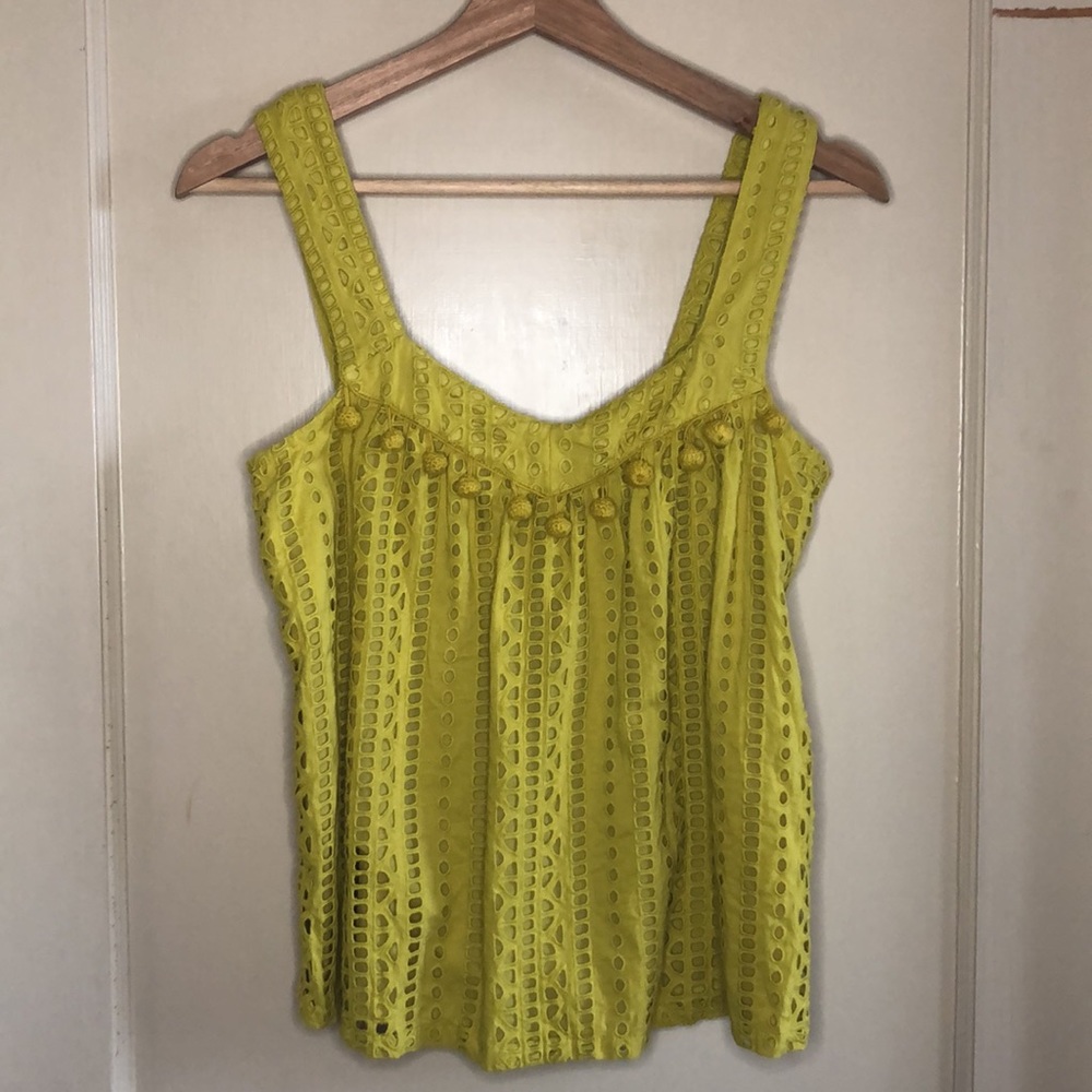 Sundance eyelet tank top with tassel trim